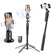 Auto Face Tracking Selfie Stick Tripod for iPhone with Light,360° Rotation That Follows Your Move...