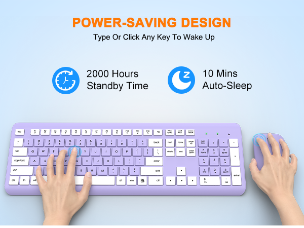Wireless Keyboard and Mouse Combo, Full Size Silent Ergonomic Keyboard Mouse