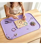 Silicone Mat with Edge for Bead Board: 28" x 20" Craft Mat with Raised Side | Extra Large for Bea...