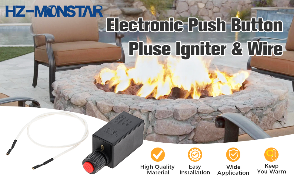  Igniter Push Button Ignition and Wire 500mm for Fire Pit Gas Burner Grill Igniter