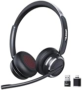 Wireless Headset with Mic for Work, USB A/C Dongle, Bluetooth 6.0 Headset with AI Noise Cancellin...