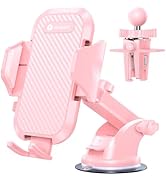 VICSEED Pink Car Phone Mount [95+LBS Military-Grade Strongest Suction &amp; Clamp] 3-in-1 Dashboard W...