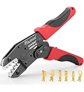 Plustool Crimping Tool for Non-Insulated Open Barrel Terminals &amp; Receptacles AWG 20-10, Ratchetin...