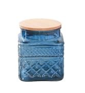 ANSQU 37oz Square Glass Jar, Candy Jar with Lid, Glass Food Storage Containers for Ground Coffee,...