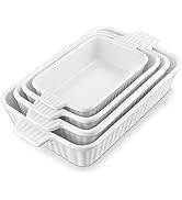 MALACASA Casserole Dishes for Oven, Porcelain Baking Dishes, Ceramic Bakeware Sets of 4, Rectangu...
