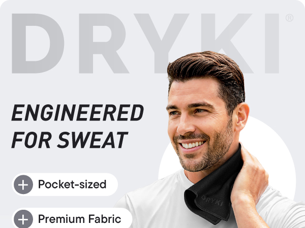 DRYKI pocket towel for sweat, reusable microfiber hand towel for gym, work, and travel