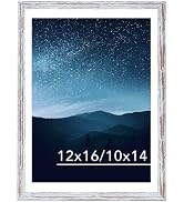 JCJMY 12x16 Picture Frame Rustic White with 10x14 Mat for 30 x 40cm Diamond Art Painting, Display...