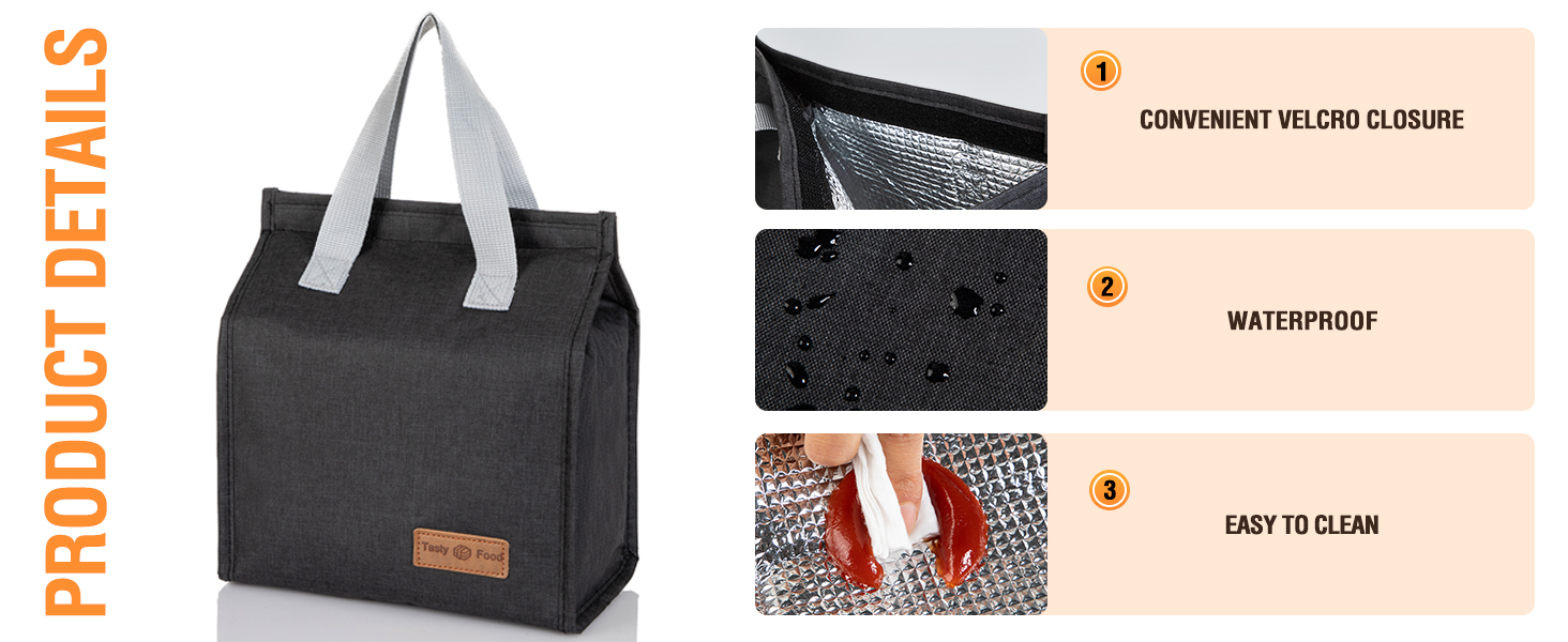 lunch bag black detail