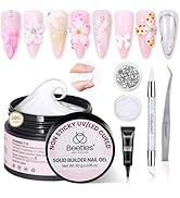Beetles 3D Gel Nail Art-1 oz White Solid Builder Nail Gel,5 in 1 Non-Sticky Sculpting Building wi...