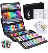 Gel Pens for Adult Coloring Books, 160 Pack Artist Colored Gel Pen with 40% More Ink, Black Case....