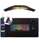 RGB Gaming Mouse Pad 15W Fast Wireless Charging, 800x416x3mm Extended Large Desk Mat Protector, [...