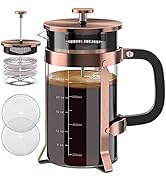 QUQIYSO French Press Coffee Maker 34oz 304 Stainless Steel with 4 Filter, Heat Resistant Durable,...