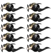 KNOBWELL 10 Pack Matte Black Keyless Interior Door Handles Closet Door Handle, Classic Passage Do...