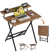 WOHOMO Folding Computer Desk with Adjustable Height, 23.6" x 31.5" x 25.6" Foldable Table with Mo...