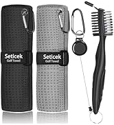 Seticek 2 Pack Golf Towel (16" X 16") with Golf Club Brush, Microfiber Waffle Pattern Golf Towels...
