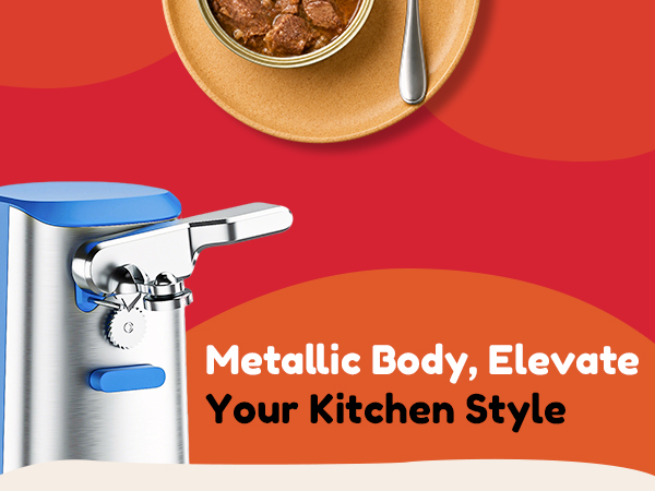 NK-0730 Stainless steel metallic electric can opener, modern stylish kitchen gadget