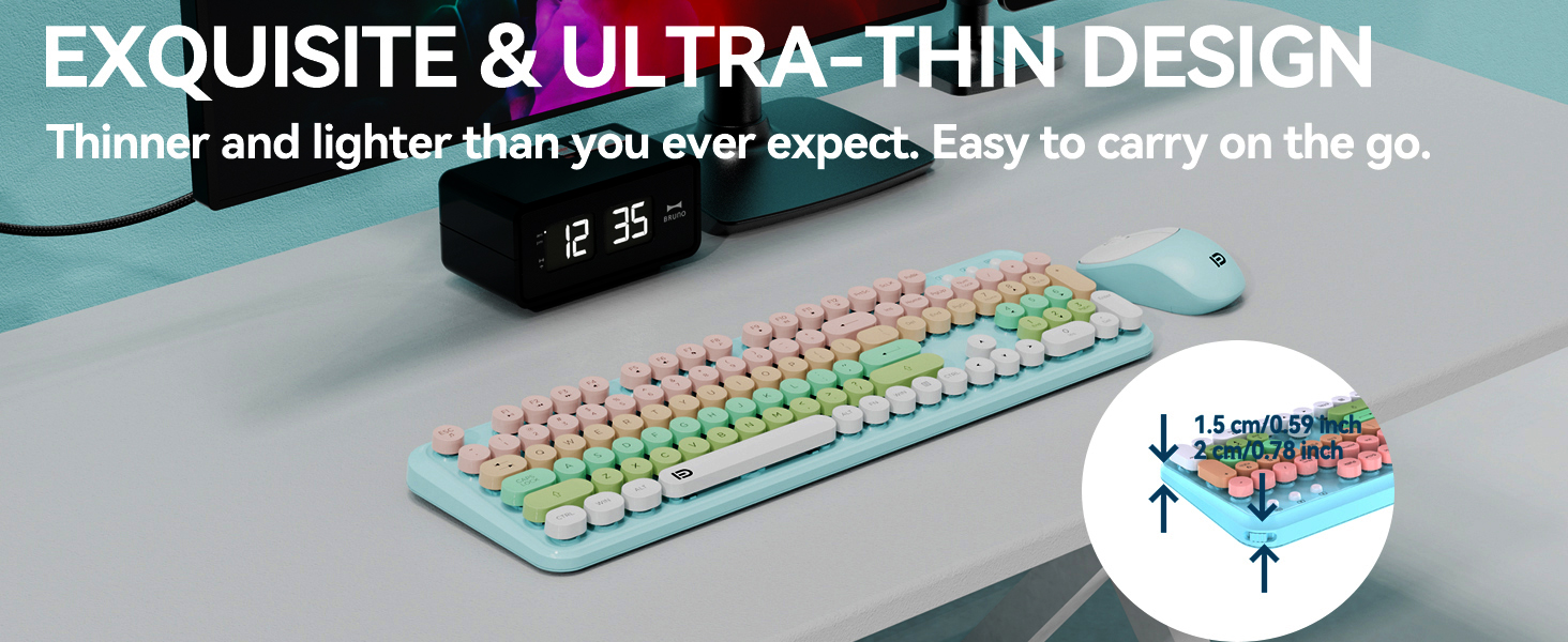 retro colorful keyboard and mouse combo cute style