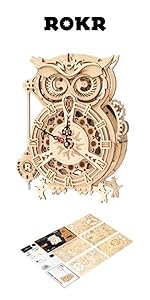 ROKR 3D Wooden Puzzles for Adults Illuminated Globe with Stand 180pcs 3D Puzzles Built-in LED Model ...