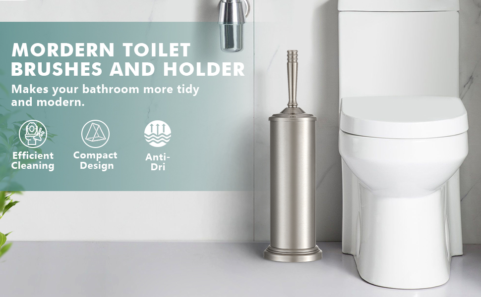 Satin Nickel Toilet Brush and Holder,Mordern Toilet Brush,Toilet Bowl Brush
