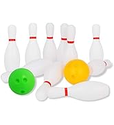 Liberry Kids Bowling Set, 10 Plastic Toy Bowling Pins &amp; 2 Balls, Toddler Indoor Outdoor Sports Ga...
