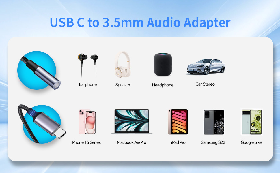USB Type C to 3.5mm Headphone Jack Adapter,