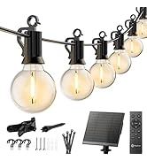 Brightown 58FT Solar String Lights Outdoor with Remote Cable Ties and Hooks, Commercial Grade Pat...
