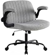 DUMOS Criss Cross Office Chair with Wheels, Wide Cross Legged Desk Vanity Chair Comfy Fabric Flip...