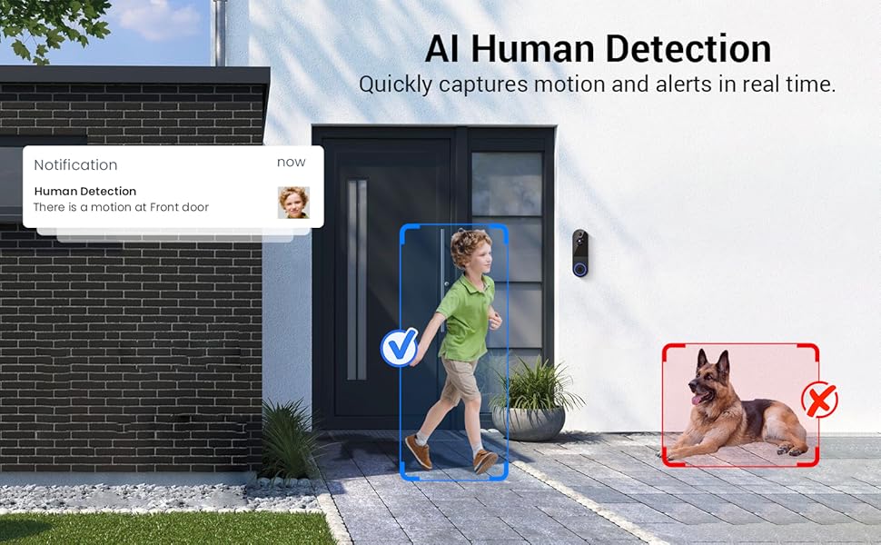 wireless doorbell camera Ai human detection