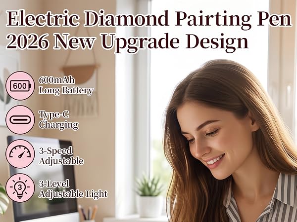 Electric Diamond Painting Pen with Light