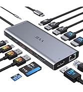 USB C Laptop Docking Station Dual Monitor HDMI for Dell/Lenovo/HP Laptop 14 in 1 USB C Hub Multip...