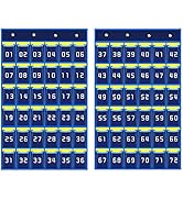 BlyeMichdi 2 Pcs Numbered Classroom Pocket Chart,Cell Phone Holder Calculator Holder with 72 Numb...