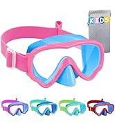 Vvinca Kids Swim Goggles with Nose Cover, Snorkel Diving Mask Fabric Strap Anti Fog Anti Shattere...