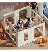 Hoencraft Clear Acrylic Dog Playpen Indoor, Puppy Cat Small Pet Play Pen, Easy Assemble &amp; Disasse...