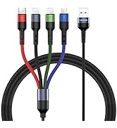 USAMS 2Pack Multi Charging Cable Charger Cord Nylon Braided 10ft/3m 4 in 1 USB Adapter with IP/Ty...