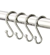 BellRhein Shower Curtain Hooks, Metal Shower Hooks for Shower Curtain Rod, Rust Proof Metal Showe...
