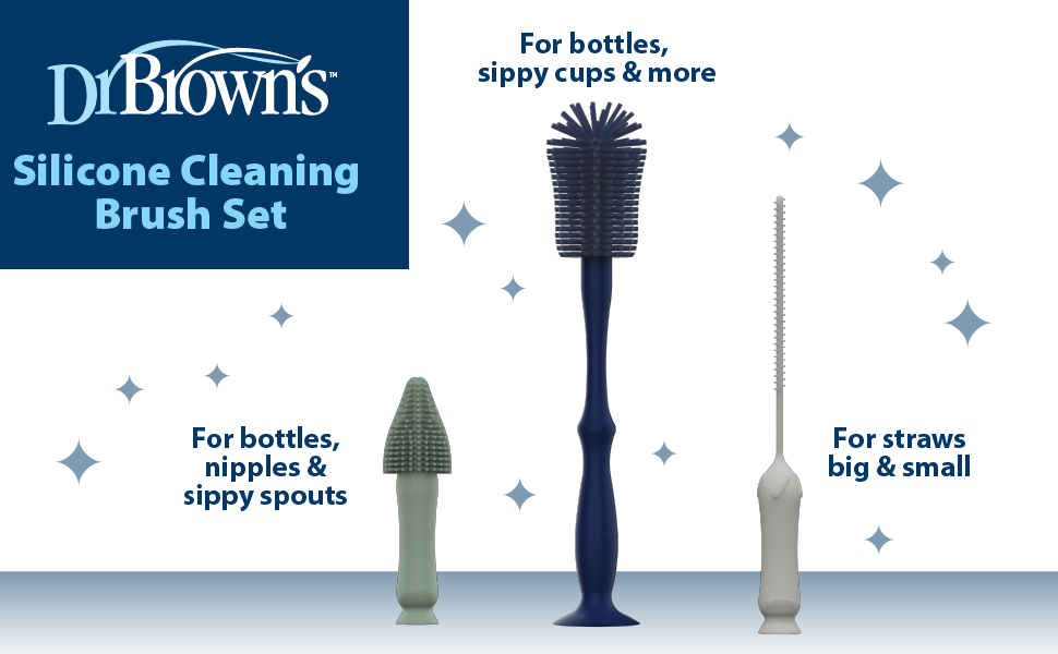 Silicone Cleaning Brush Set for Bottles, Sippy Cups, &amp;amp; More