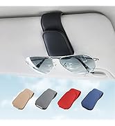 Sunglass Holder for Car Visor Sunglasses Clip Magnetic Leather Glasses Eyeglass Holder Interior C...