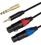 Dual Female XLR to 1/8 Y-Splitter cable, With Extra Gold Plated 1/4 to 3.5mm Adapter, Unbalanced ...