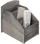 MyGift Rustic Dark Gray Wood Remote Control Holder Organizer Caddy with 3 Compartments, TV &amp; Medi...