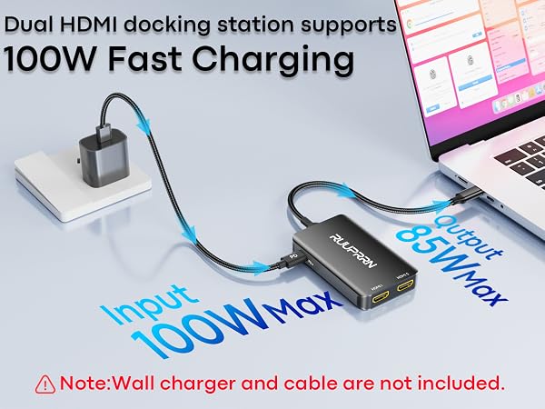 100W usb c to dual hdmi docking station 