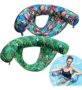 FindUWill Inflatable Pool Floats Chairs, 2-Pack Comfortable Fabric Covered Pool Chairs with Sling...
