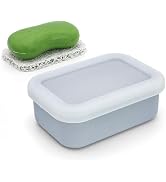 OZNER Leak Proof Travel Soap Container (Gray) - Silicone Soap Case with Drainage Pad, Compact Sha...