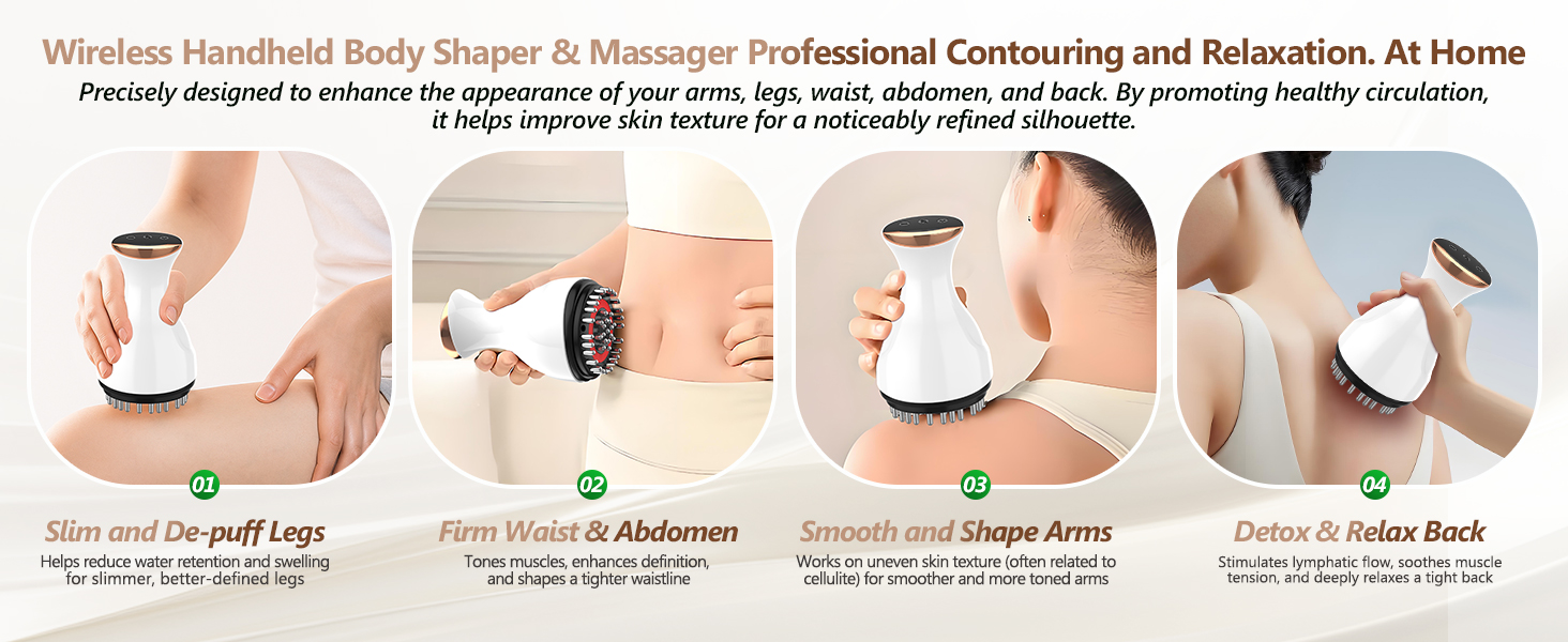 Wireless Handheld Body Shaper &amp;amp; Massager Widely used, suitable for: legs, back, arms, abdomen, etc.
