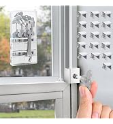 [16 Sets] Sliding Window Lock with Key Aluminum Alloy Adjustable Security Lock (Silver) Single Ho...