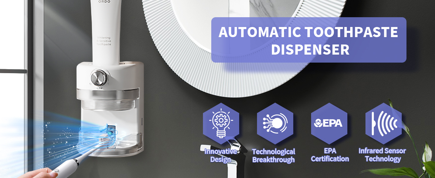 Automatic Toothpaste Dispenser,Wall Mounted Electric Toothpaste Dispenser for Kids and Adults