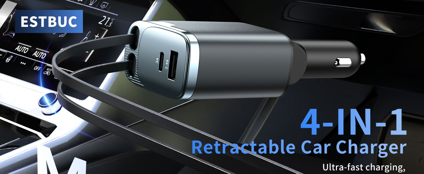 4-IN-1 Retractable Car charger
