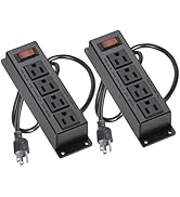 2 Packs Wall Mount Power Outlet Strip, 4 Outlet Mountable Power Strip with Switch, 3ft Cord Under...