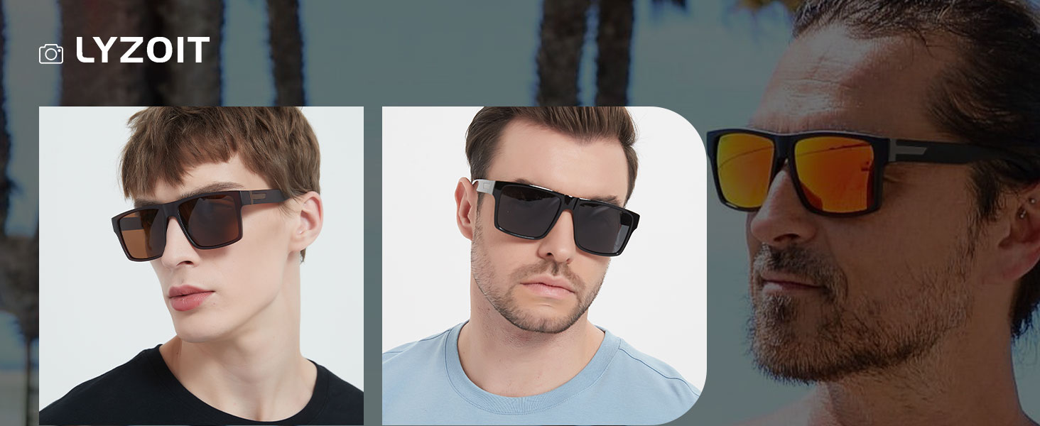 LYZOIT Square Sunglasses for Men Women Polarized Oversized Big UV Protection Rectangle Shades