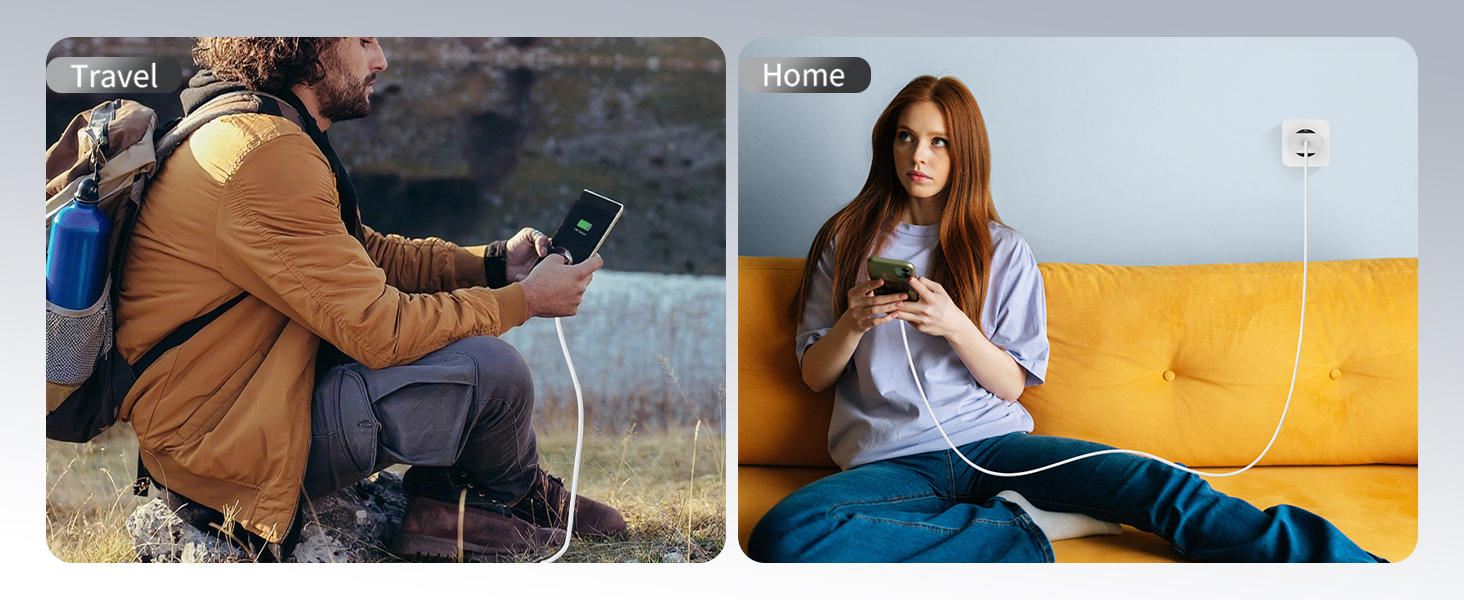 Series of lifestyle photographs showing people using electronic devices in various casual indoor settings.