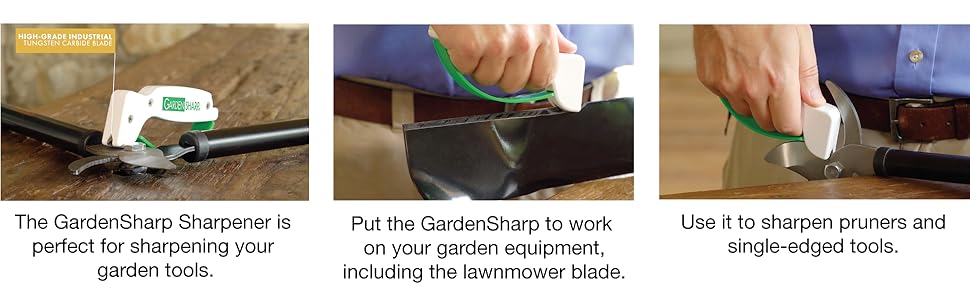 GardenSharp Tool Sharpener perfect for garden tools lawn mower blade pruners and single edged tools